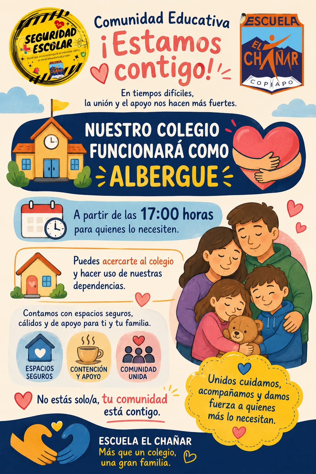 Colegio funcionará como Albergue